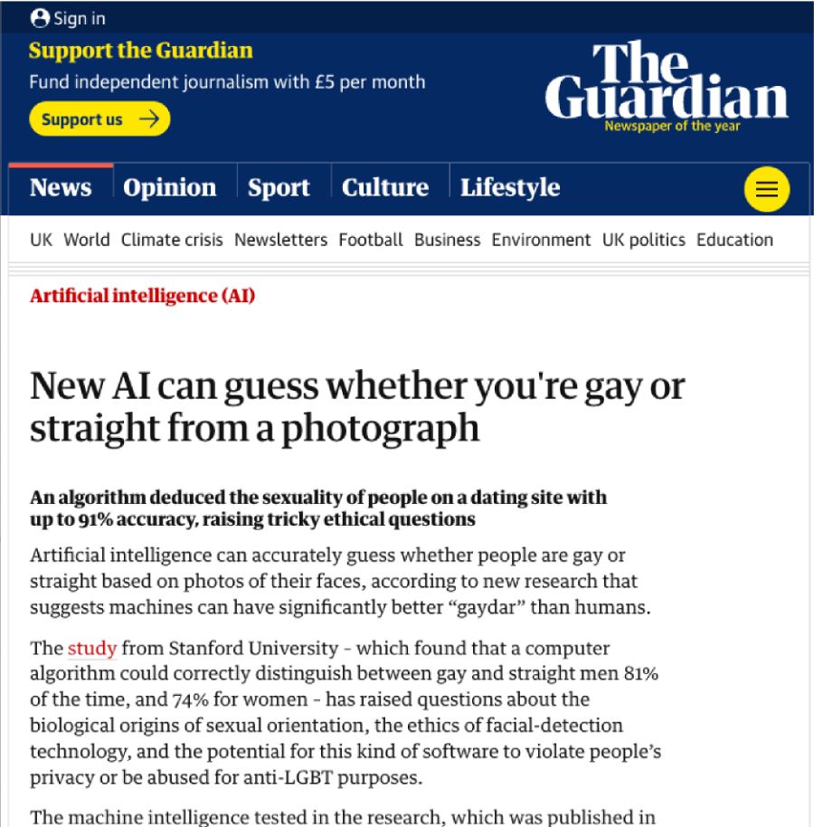 Screenshot of the news story