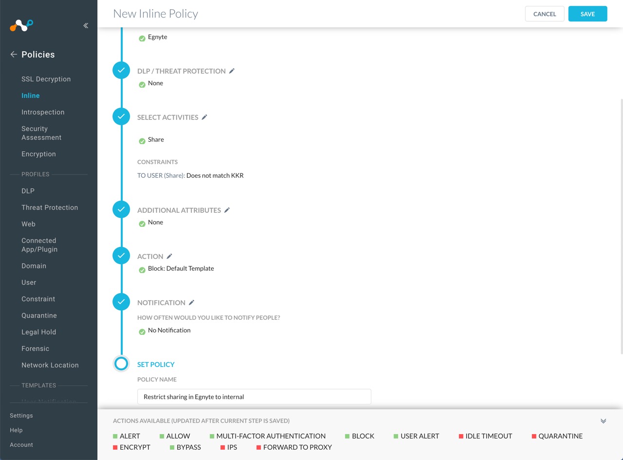 Capture d'écran de Netskope pour Egnyte