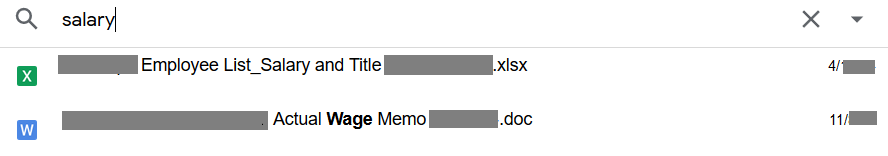 Figure depicting the internal exposure of a confidential document within Google Drive