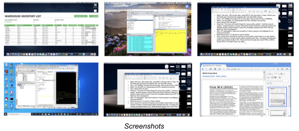 Screenshots of examples