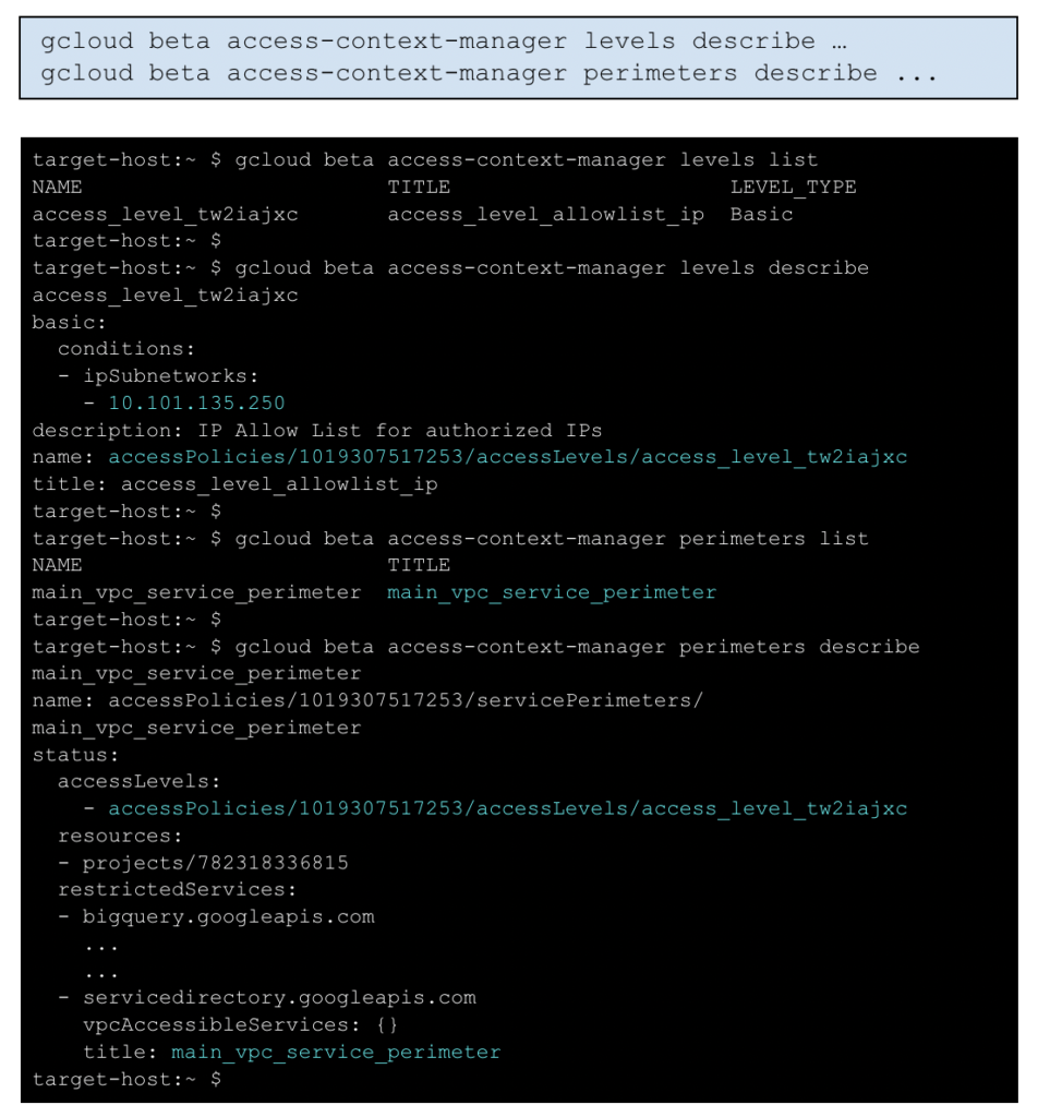 Example of checking an IP allow list policy manually