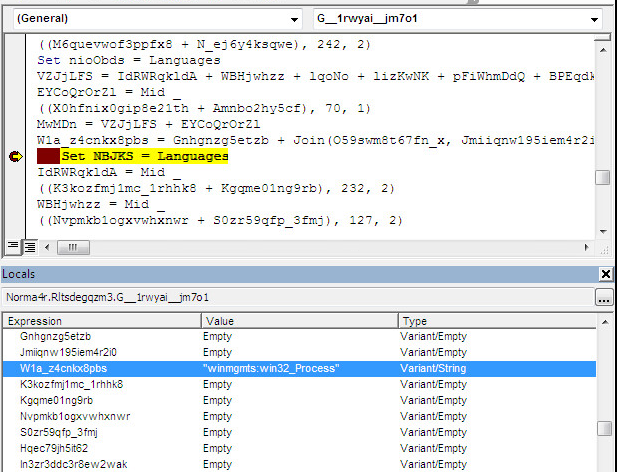 Screenshot showing string decoded to winmgmts:win32_Process