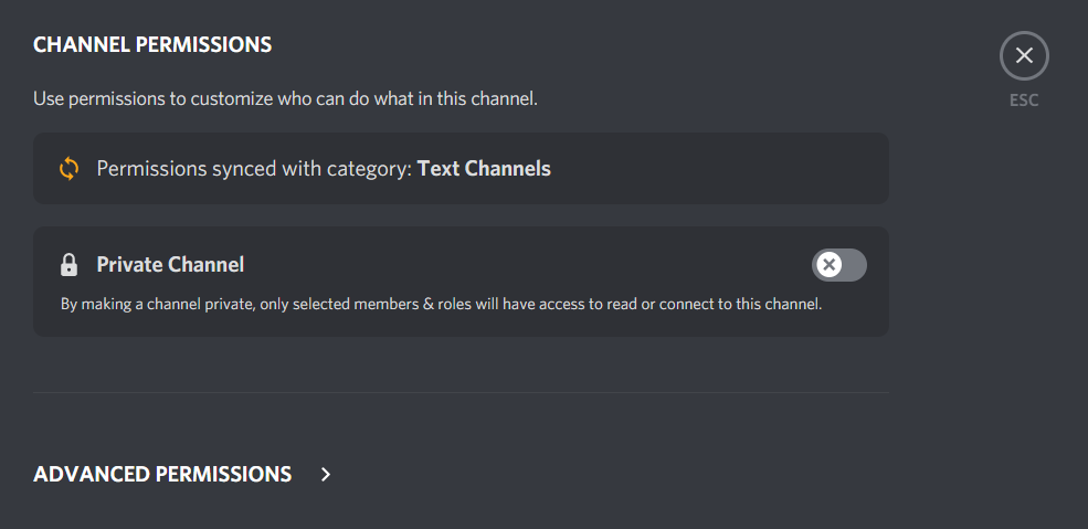 Screenshot showing Discord server permissions setting