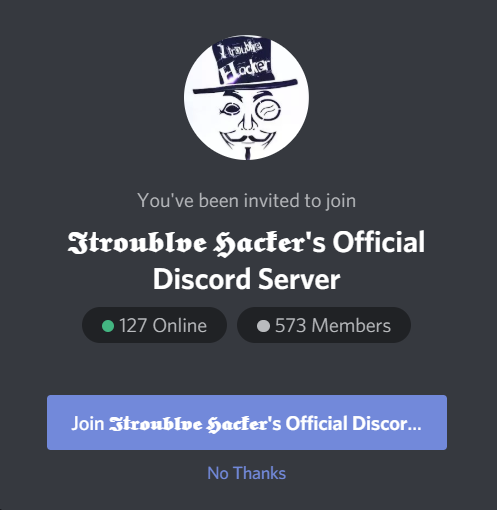 Screenshot of Discord server of Itroublve