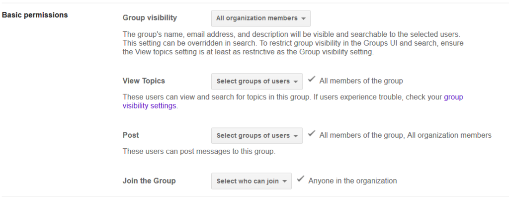 Screenshot showing misconfigured Group setting in an organization’s group
