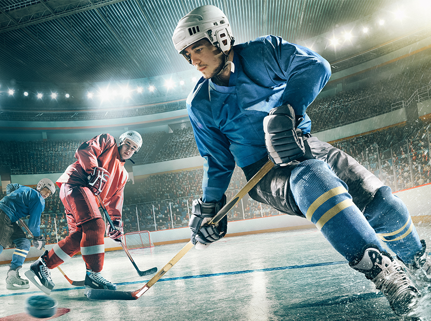 Stock image of hockey players