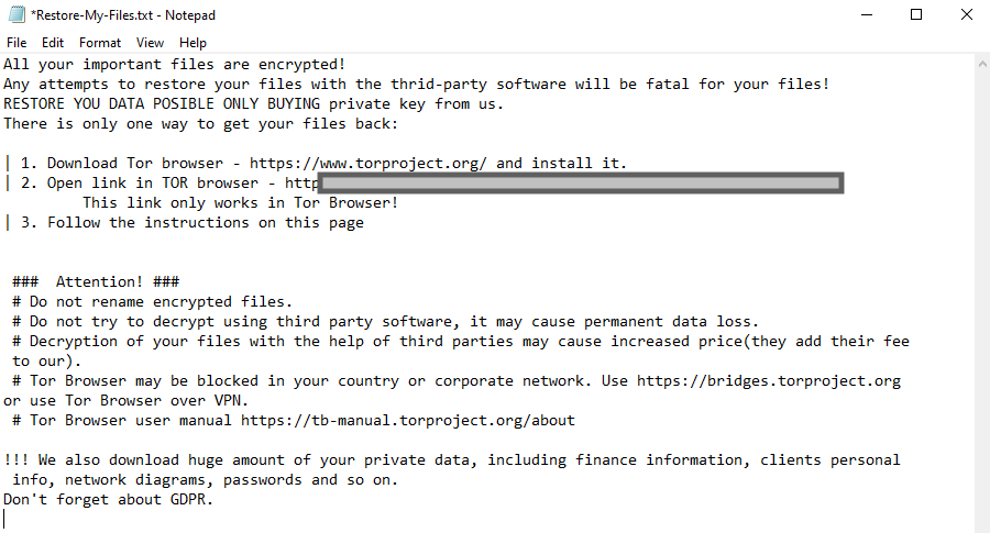 Screenshot of LockBit ransom note