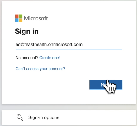 Screenshot of user entering username