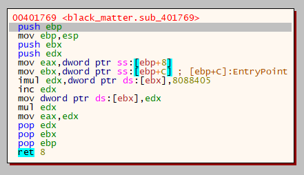 Figure showing the stub that generates the decryption key.