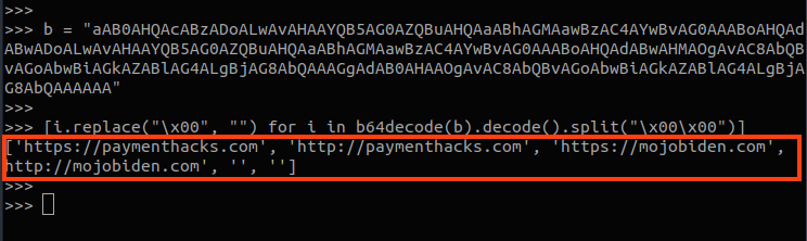 Figure decoding BlackMatter’s C2 server addresses.