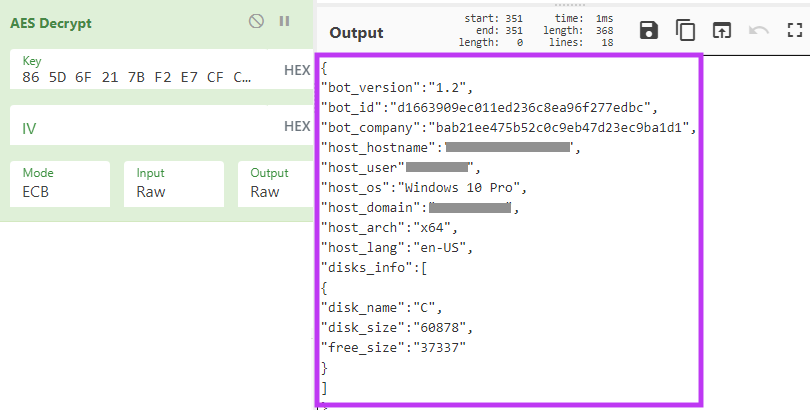 Figure decrypting BlackMatter’s C2 request.