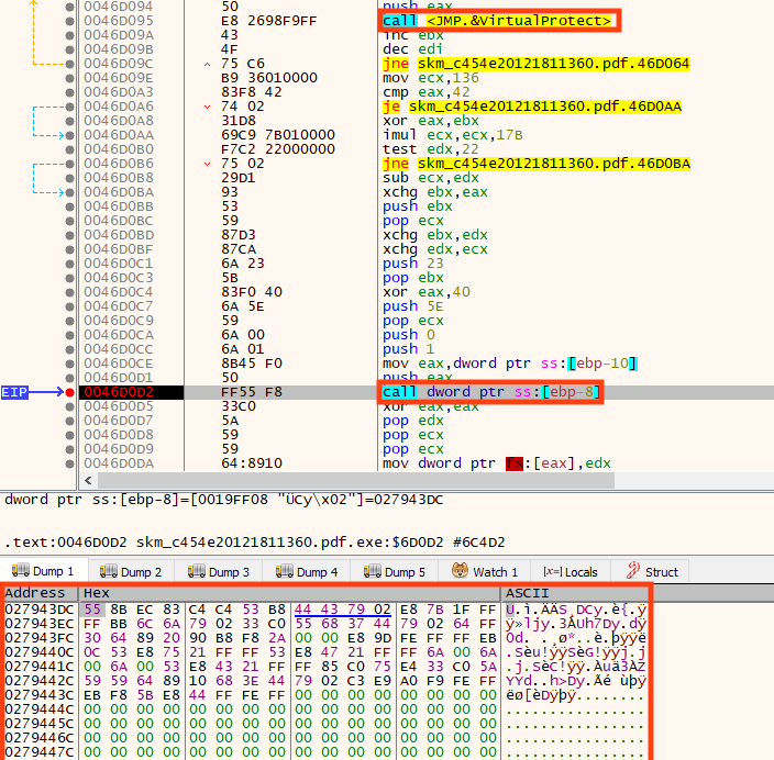 Screenshot showing DBatLoader shellcode.