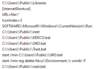 Screenshot showing strings related to batch scripts.