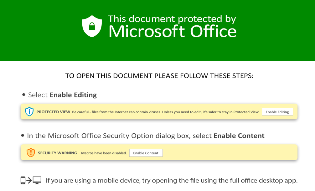 Example of Infected Microsoft Excel document, delivering SquirrelWaffle.