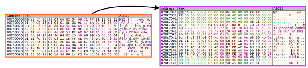 Example of SquirrelWaffle payload DLL being decompressed.