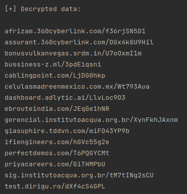Screenshot of SquirrelWaffle payload URLs.