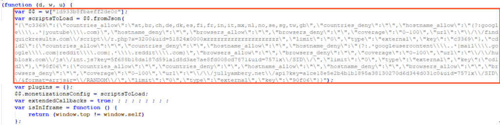 Screenshot of LNKR external scripts to load.