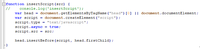 Screenshot of Function to inject JavaScript code into the page.