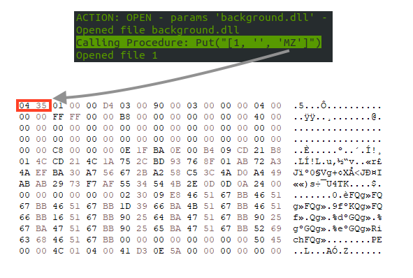 Screenshot of VBA fixing DLL’s magic number.