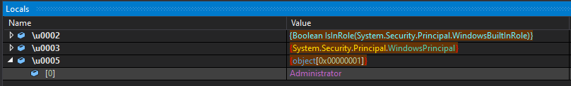 Example of Malware checking for administrative permissions.