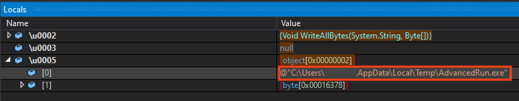 Example of usage of AvancedRun tool, by NirSoft.