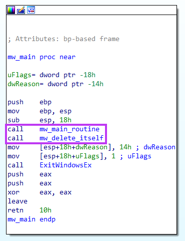 Screenshot of WhisperGate’s main function.
