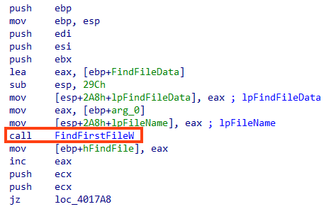 Screenshot of malware listing all the files in the current directory.