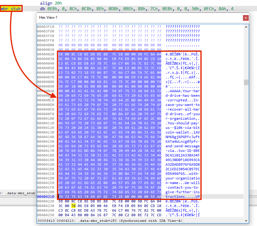 Screenshot of Data written on disk by WhisperGate