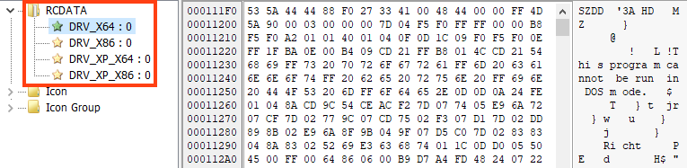 Screenshot of compressed drivers within HermeticWiper resources.