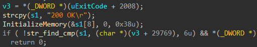 Screenshot of part of the function that parses the C2 response.