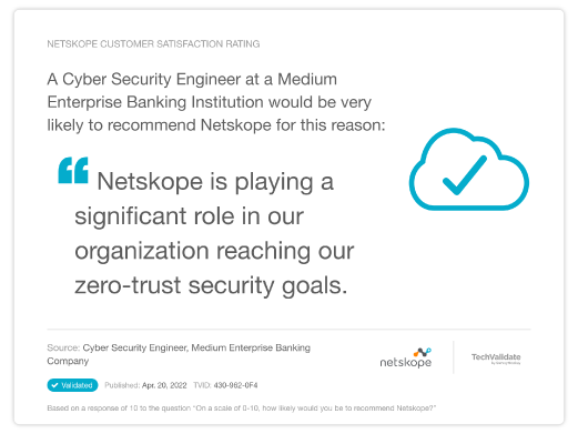 TechValidate : solutions Netskope zéro confiance
