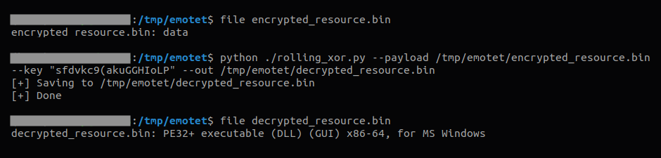Screenshot of Python script used to unpack Emotet.
