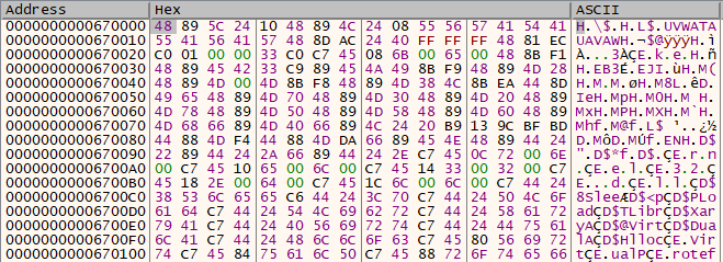 Example of Shellcode responsible for decrypting Emotet.
