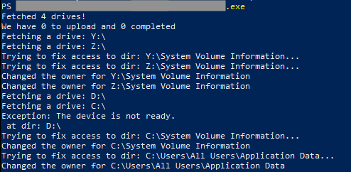 Logs da ferramenta ExMatter utilizada pela BlackCat.