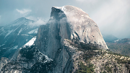 Mountains with snow and clouds